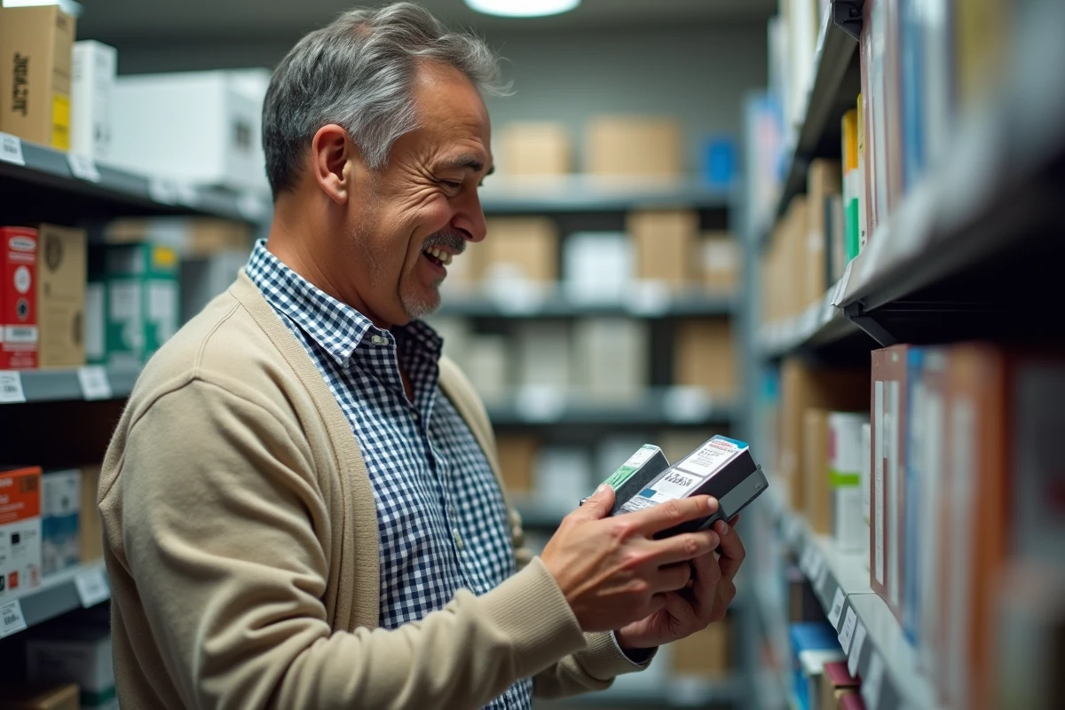 Homme inspectant des boîtes de cartouches d