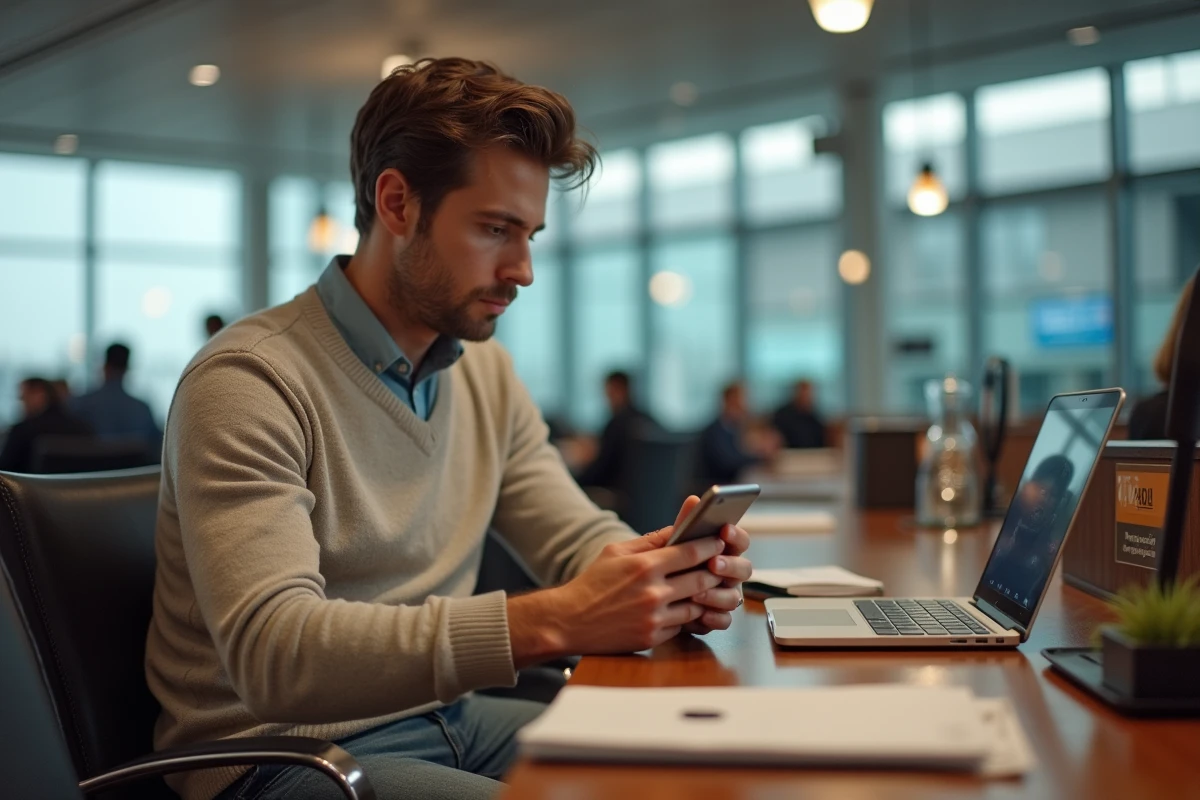 Jeune homme dans un salon d