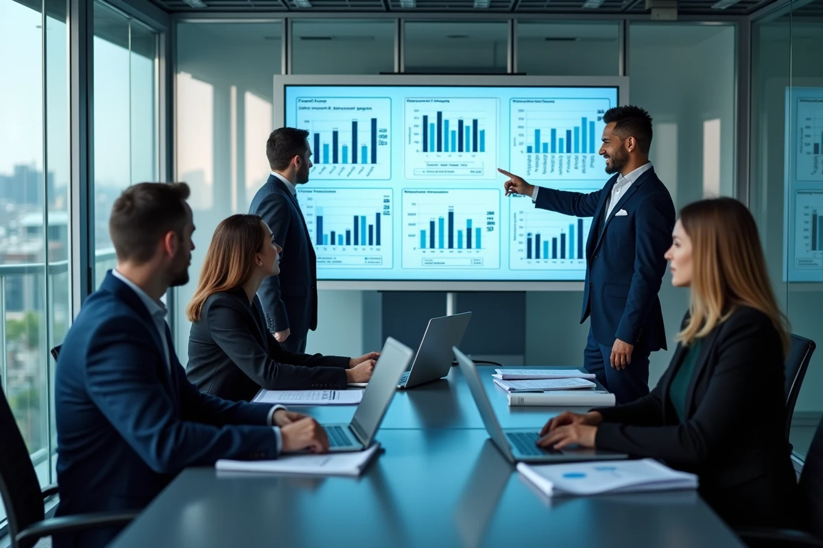 Équipe diversifiée de Publicis Sapient en réunion stratégique autour d'un projet de transformation digitale PHP dans des bureaux parisiens haut de gamme